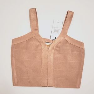 GUESS Marciano Beige Tan Mirage Bandage Crop Top - Size XXS, XS, 00, 0